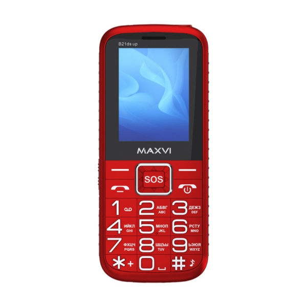 Сотовый Maxvi B21ds up Red 2sim/2.4"/320*240/microSD/1.3МП/Bt/2300мАч/моноблок