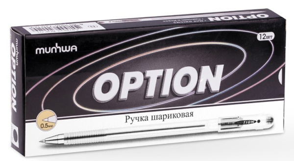 Ручка шариковая MunHwa "Option" черная, 0,5мм OP-01