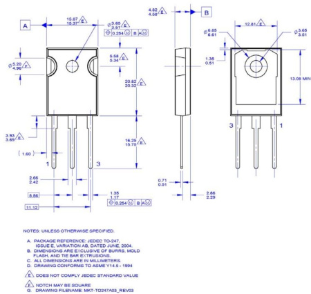 транзистор IGBT FGH60N60SMD ON Semiconductor, 600V, 60A, TO247