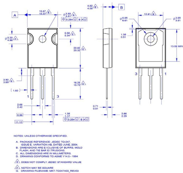 транзистор IGBT FGH60N60SMD ON Semiconductor, 600V, 60A, TO247