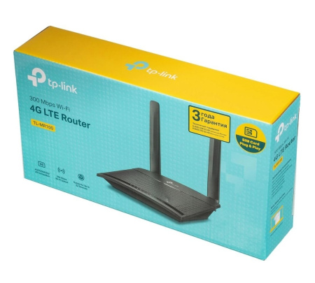 Маршрутизатор TP-Link TL-MR100 802.11b/g/n 300_Mbps 2xLAN SIM 4G/3G черный