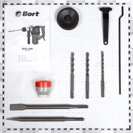 Перфоратор Bort BHD-1200 1100Вт, 3 реж., 5Дж, 0-800 об/мин, 0-4000 уд/мин, SDS-plus, кейс