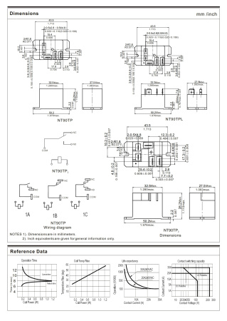 Реле электромагнитное AC 220в, 40а, SPDT, 32.5*27.5*28мм, Forward NT90TP-N-C-E-AC220V-S-B