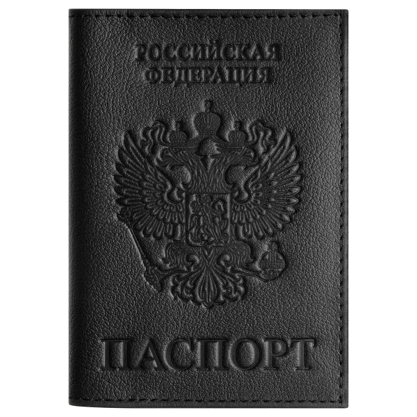 Обложка для паспорта OfficeSpace "Герб" кожа, черный (PS384365)