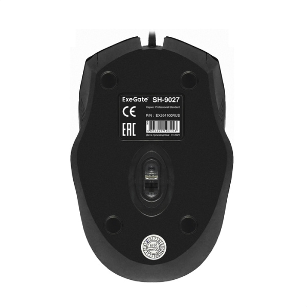 Мышь USB ExeGate Professional Standard SH-9027  оптическая, 1000dpi, кабель 1.5м, Black