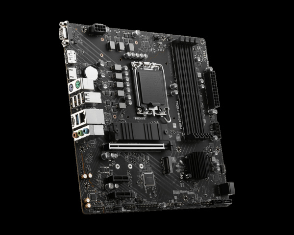 Мат.плата S1700 B760 MSI PRO B760M-P DDR4 (mATX,4DDR4,2M.2,PCI-E16,2PCI-E,VGA,DP,HDMI,PC4800)