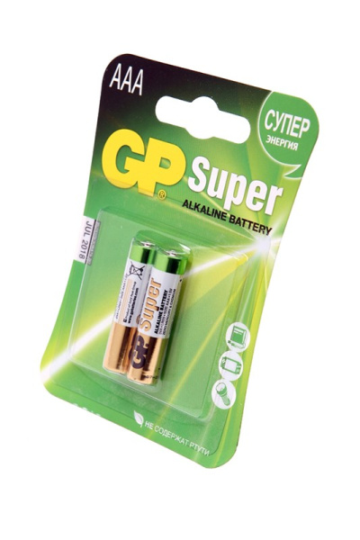 Батарейка AAA(LR03) GP Super упак 2шт. /1,5В. щелочные