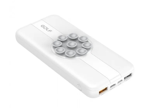 Аккумулятор внешний 10000_mAh GOLF W21 wireless output 2A/PD + QC/Type-C/Выход: 3A, max 18W/White