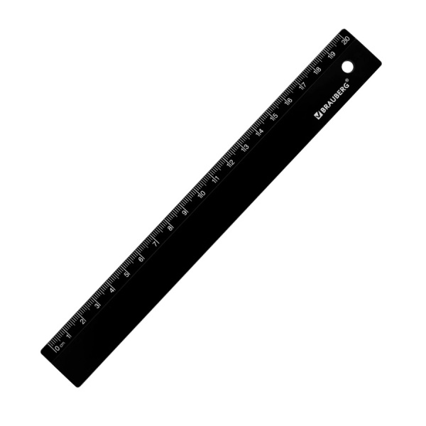 Линейка 20см. BRAUBERG черная (210829)