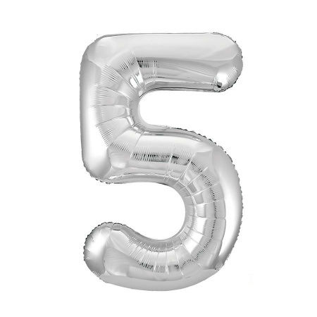 Цифра надувная "5 Серебро Slim" 102см, фольгированная (754559)