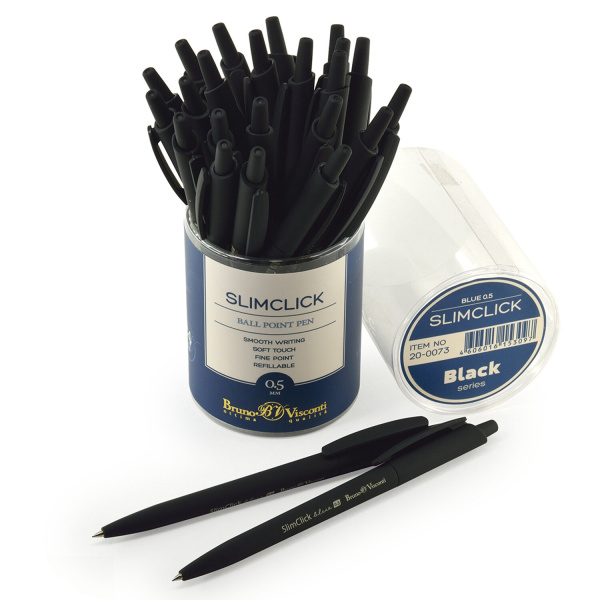 Ручка шариковая Bruno Visconti "Slim ClickBlack" 0,5мм., авто, синяя (20-0073)