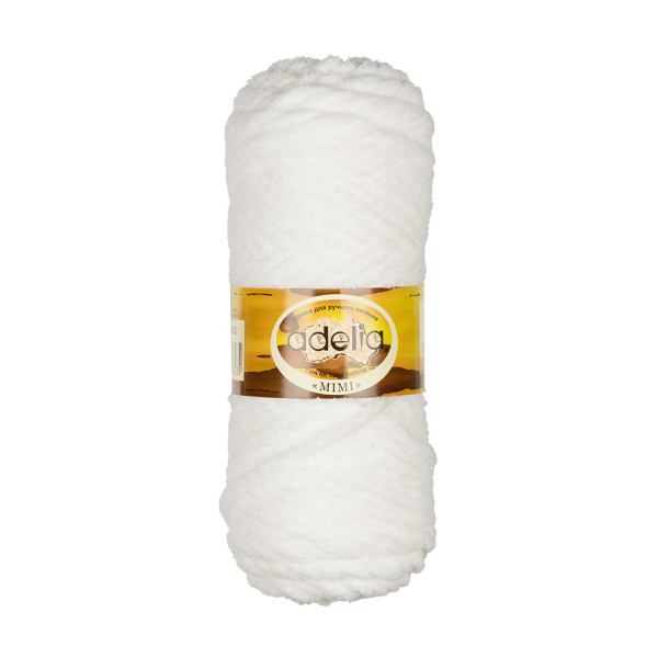 Пряжа ADELIA "MIMI" 100% полиэстер 1 шт. х 100 г 80 м ± 4 м №02 БЕЛЫЙ