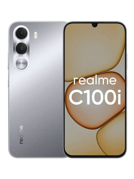 Смартфон Realme C100i 4Гб 128Гб Серебристый 6.8", IPS, 1520*720, 2*1.8+6*1.6ГГц, 8Мп, 5Мп, 4G, NFC, 7000мАч, And 16