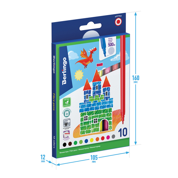 Фломастеры 10цв. BERLINGO "Замки" смываемые (WP00210)