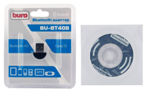 Адаптер Bluetooth USB Buro BU-BT40B Bluetooth 4.0+EDR class 1.5 20м черный