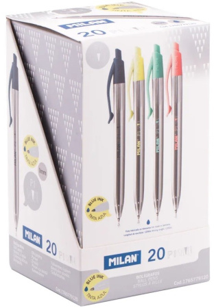 Ручка шариковая MILAN P1 Silver, 1, 0мм, автомат. синий (966876)