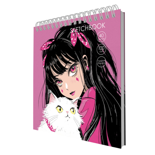 Скетчбук 40л., 125*160, Эксмо "Любимый котик", 100г/м2 (ТС6405443)