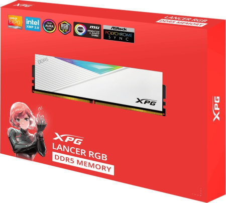 Память DDR5 2x16GB 6000MHz A-Data AX5U6000C3016G-DCLARWH XPG Lancer RGB RTL Gaming PC5-48000 CL30 DIMM 288-pin 1.35В kit single rank с радиатором Ret