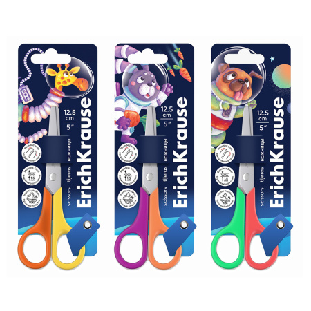 Ножницы 12,5см. Erich Krause "FunCut Space Animals" для левшей (60864)
