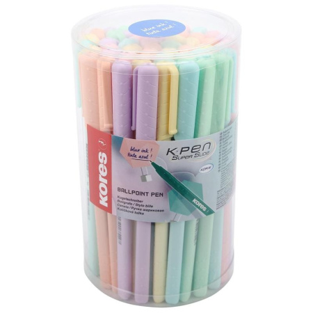 Ручка шариковая KORES "Pastel" 0,7мм, синяя, ассорти (37086)