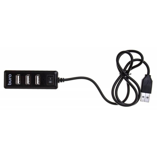 USB_Хаб 4xUSB_2.0 Buro BU-HUB4-0.5L-U2.0 черный