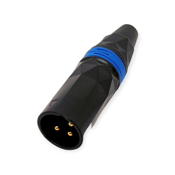 Разъем XLR штекер, на кабель, металл, синий