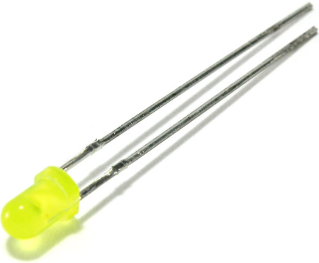 Светодиод круглый  3мм, желтый,  2в, 600мкд, диффузный, LED