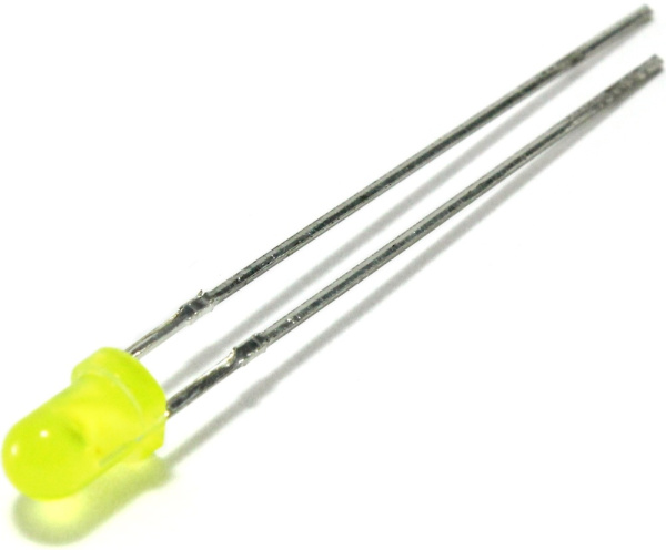 Светодиод круглый  3мм, желтый,  2в, 600мкд, диффузный, LED