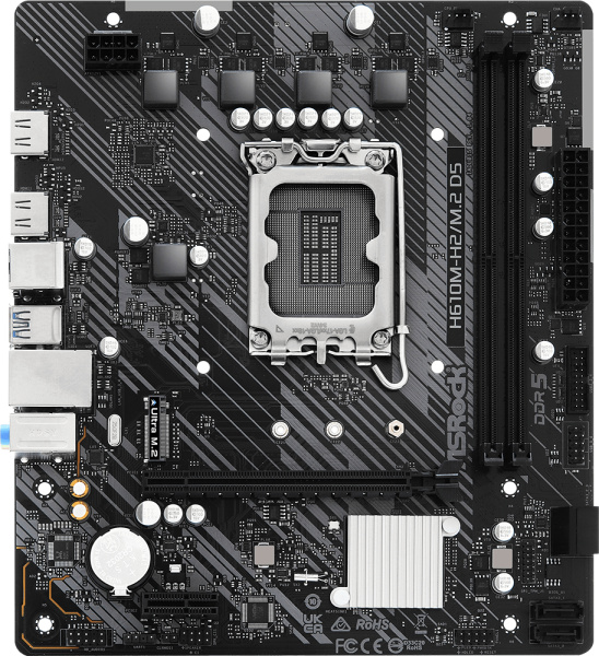 Мат.плата S1700 H610 ASRock H610M-H2/M.2 D5 (mATX,2DDR5,M.2,PCI-E16,PCI-E,2HDMI,PC5600)