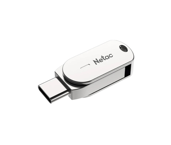 Флеш-накопитель USB3.2+Type C 32Gb Netac U785C (NT03U785C-032G-32PN) поворотный (флип), металл, серебристый