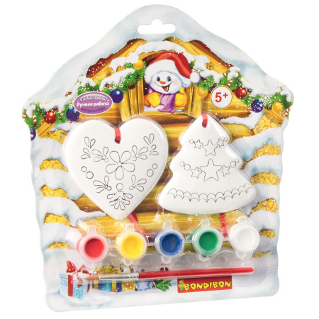 Набор для творчества Bondibon"Елочные украшения" (ёлочка, сердце) на карте Избушка ВВ1687  