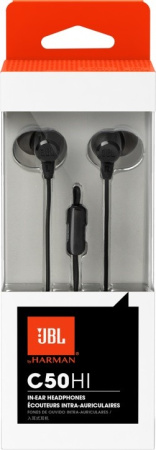Гарнитура проводная JBL C50HI вставные, 16 Ом, 101дБ, кабель 1.2м Черный