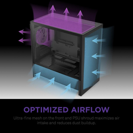 Корпус без блока питания/ Case NZXT H3 Flow (2025), Midi-Tower, TG, 1x120mm, 1xUSB-A 3.2 + 1xUSB-C 3.2, mATX, mITX Black