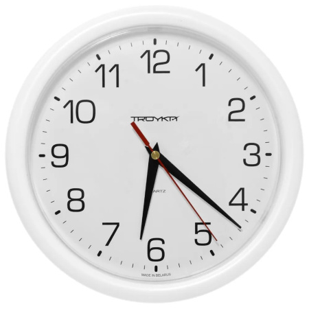 Часы настенные TROYKA 21210213, круглые, 24*24*3, белая рамка