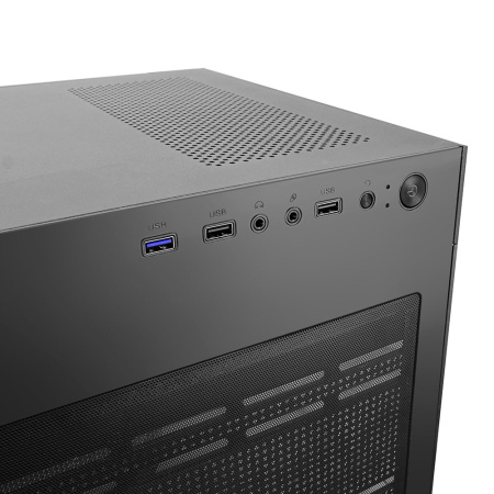 Корпус mATX Б_БП Ginzzu V390 RGB (USB3.0, Audio, черный,3х120мм RGB, пульт ДУ, "стеклянный куб")