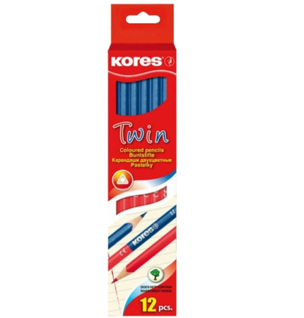 Карандаш двухцветный КРАСНО-СИНИЙ KORES заточенный 94871.01
