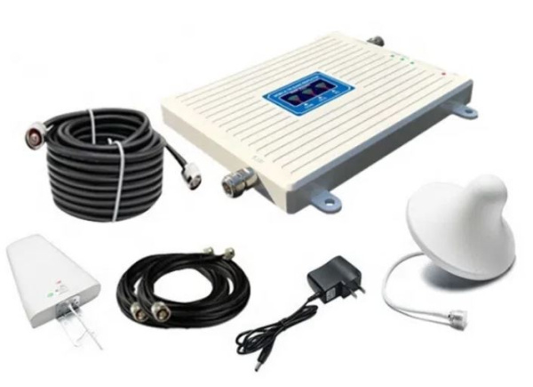 Репитер 4G 3G 2G GSM900 LTE2600 WCDMA2100, антенны 2шт.(внешняя и внутренняя), кабель 15м
