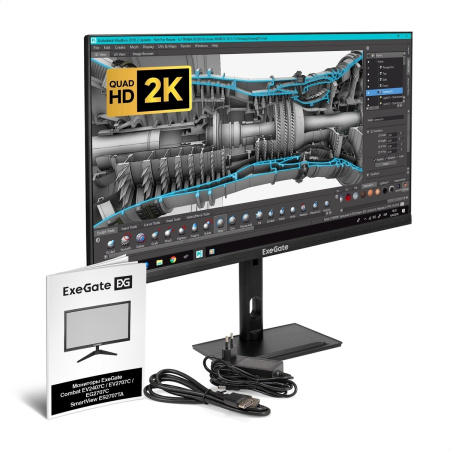Монитор 27"/ExeGate/ES2707TA/SmartView/Черный/IPS/2560x1440/75Hz/HDMI/DP/USB/Мультимедиа/2K
