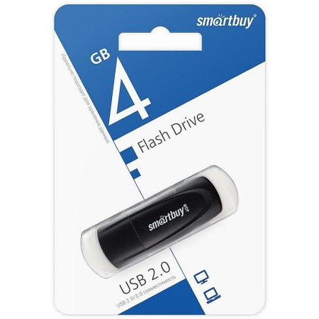 Флеш-накопитель USB2.0 4GB SmartBuy Scout (SB004GB2SCK) чёрный
