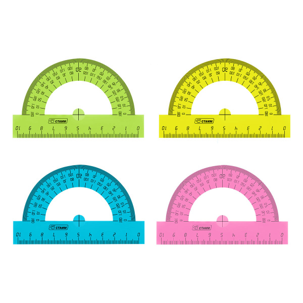 Транспортир 10см. СТАММ неон (ТР11)