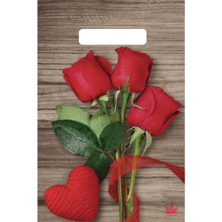 Пакет с вырубной ручкой ПВД, 20х30см, "Свежие розы" (н00118189)