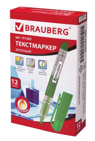Маркер текстовыделитель BRAUBERG "Fluo Color" зеленый, жидкие чернила (151202)