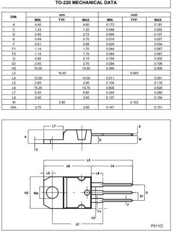транзистор BJT BUT11A 450V 5A NPN TO220 100W