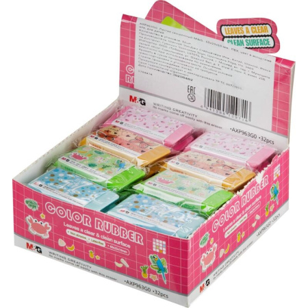 Ластик M&G 65*25*10 ассорти, ПВХ (AXP963G0)