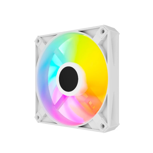 Кулер в корпус 120х120х25 Powercase (M56-12W ARGB) White (700-1500prm/4pin PWM (M+F)+ 3pin ARGB (M+F)/61,36 CFM/26дБ/подшипник гидравлический/ARGB)