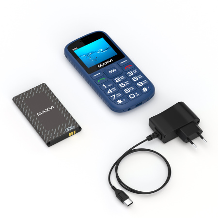Сотовый Maxvi B201 Blue 2sim/2"/320*240/microSD/0.3МП/Bt/1800мАч/моноблок