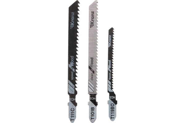 Пильные полотна Kranz №1 KR-92-0321, 3шт, T101B/T111C/T119BO, дерево быстро/чисто/фигурно