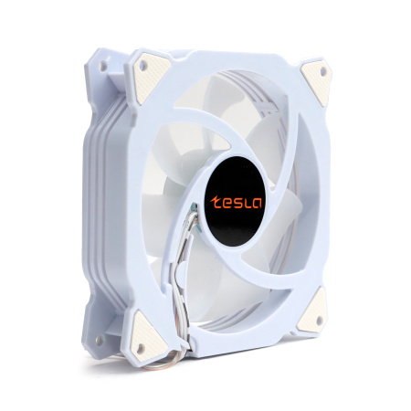 Кулер в корпус 120x120x25 TESLA RGB120 RW (hydrodynamic/1200rpm/3pin+molex,белый,FRGB)[TSL-120-RW]