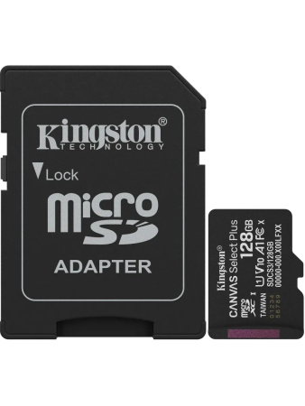 Карта памяти MicroSDXC 128Gb Kingston Class10 UHS-I V10 150MB/s [SDCS3/128GB] (SD адаптер)