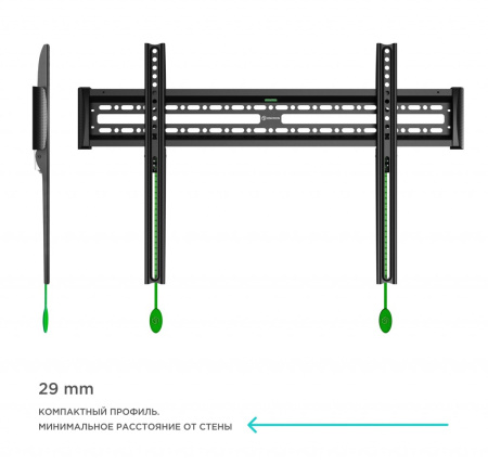 Кронштейн ONKRON NN16 черный, настенный, 43-85", до 68.2кг, от стены 29мм